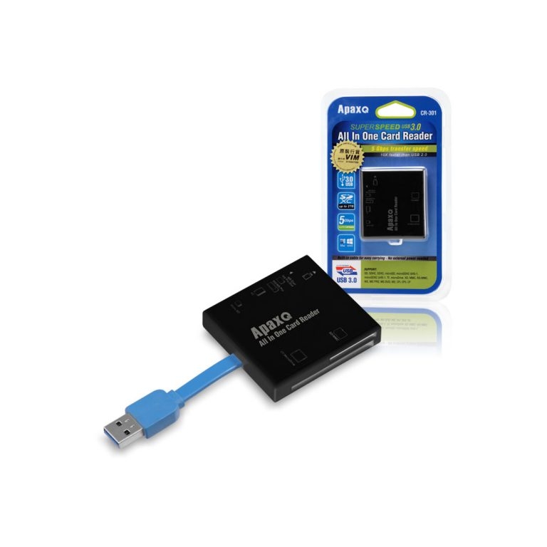 ApaxQ CR301-B  USB 3.0 All In One Card Reader 迷你讀咭器 – 黑色