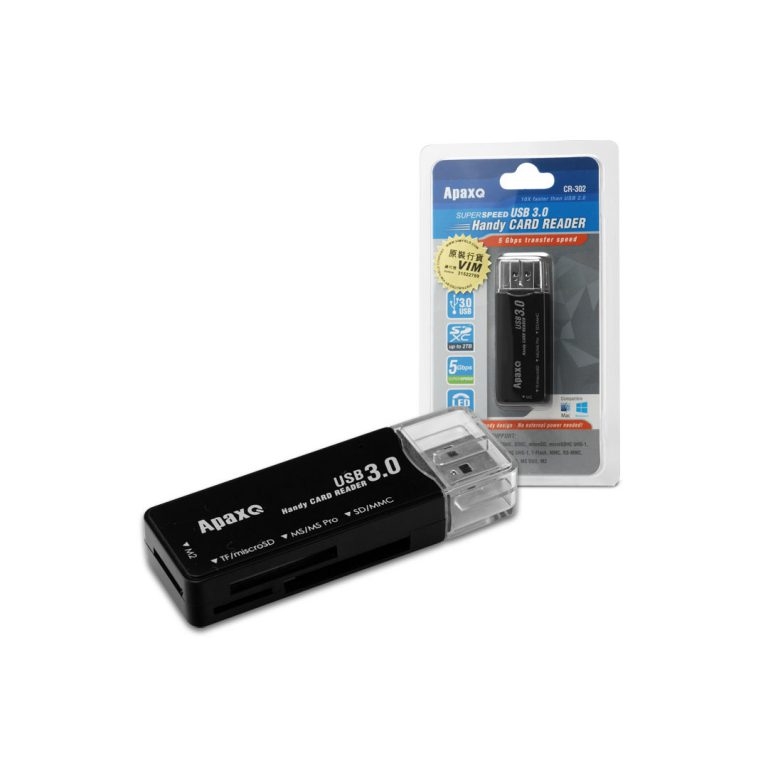 ApaxQ CR302-B USB 3.0 MultiFunction Card Reader 迷你直插式讀咭器 – 黑色