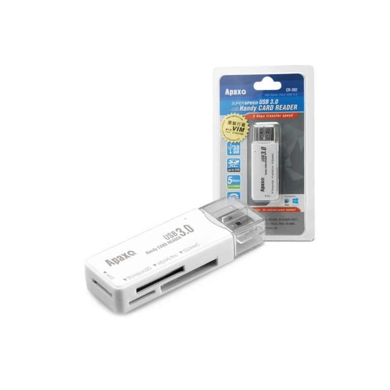 ApaxQ CR302-W USB 3.0 MultiFunction Card Reader 迷你直插式讀咭器 – 白色