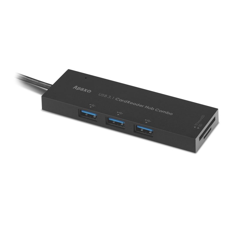ApaxQ [CRH1608-W] USB3.1 3-Port Hub And CardReader COMBO (Black)