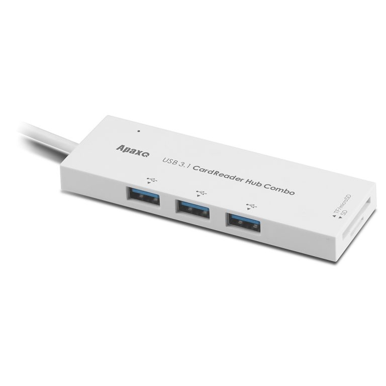 ApaxQ [CRH1608-W] USB3.1 3-Port Hub And CardReader COMBO (White)