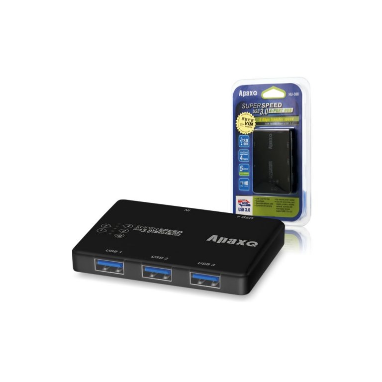 ApaxQ HU388-B USB 3.0 纖巧連接盒 (四位) – 黑色