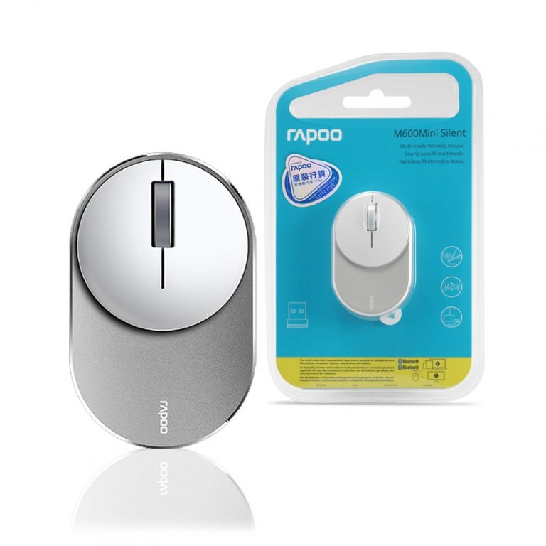 RAPOO - M600 藍牙+2.4G(三通道)迷你靜音光學滑鼠 – 銀白色