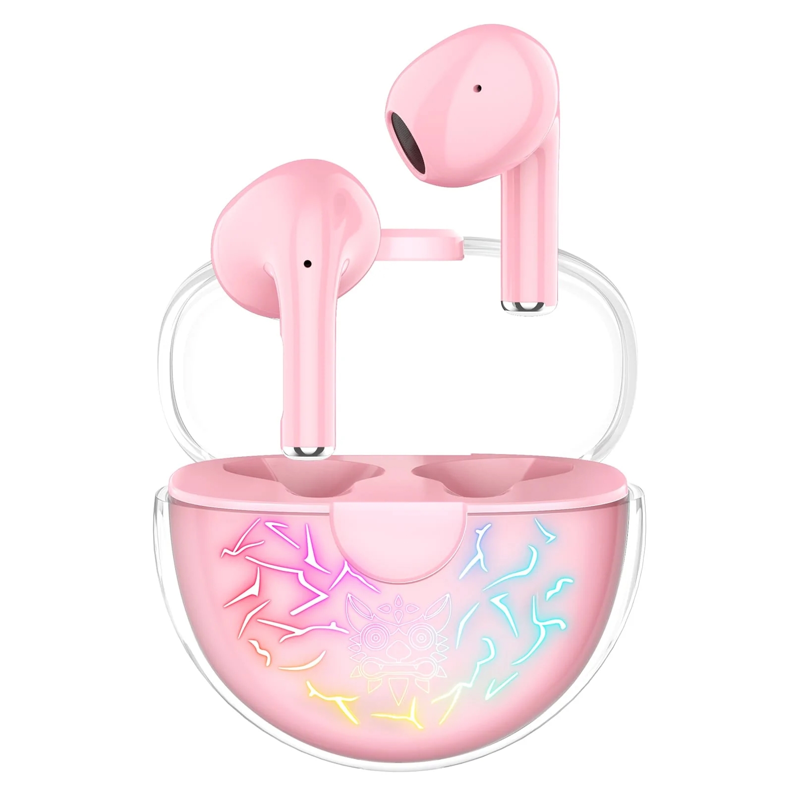 ONIKUMA - [T35-BK] 藍牙5.1無線耳機 RGB燈效耳機盒 - 粉紅色