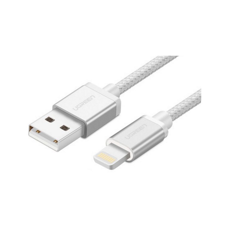 UGREEN US199 [30584] MFI Lightning Sync Cable 金屬頭, 編織線材 - 1M (white)